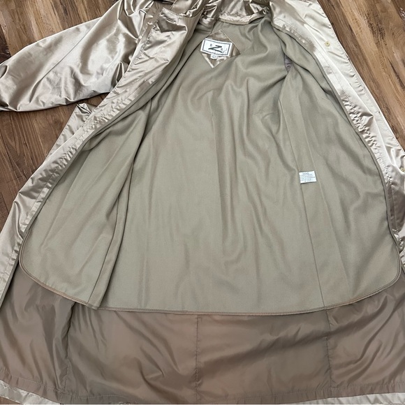 VTG 80s Metallic Champagne Tone Trench Coat - Picture 11 of 14